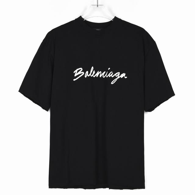 全码现货 Balenciaga 巴黎世家 草写签名字母短袖t恤 尺码 Xs S M L