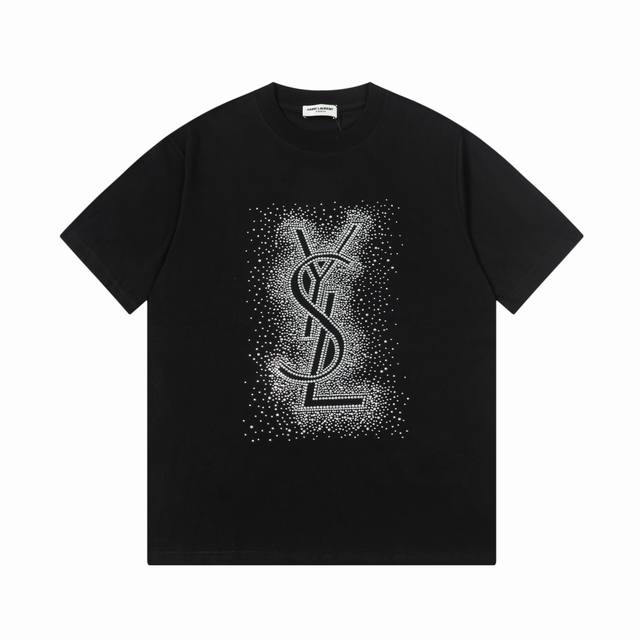 Saint Laurent Paris 圣罗兰23Ss Logo短袖t恤 简约大气上档次，独家定织定染高克重260克面料质感柔软舒适 Os落肩宽松版型春夏最新砖