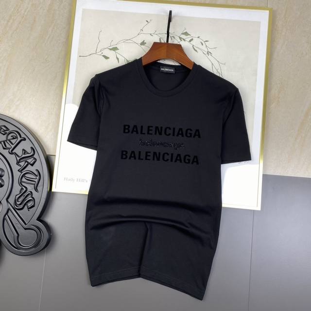 Balenciaga巴黎世家 2024Ss春夏高品质丝光棉短袖t恤 M-6Xl可穿至230斤 顶级原单品质，当下最新工艺要求，顶级订单要求车线做工，超级好搭配，