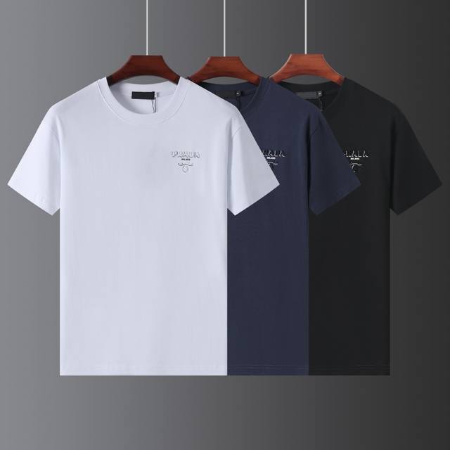 809 普拉达 Prada 2024新款官方同步240G 纯棉双纱 尺码：S-Xl