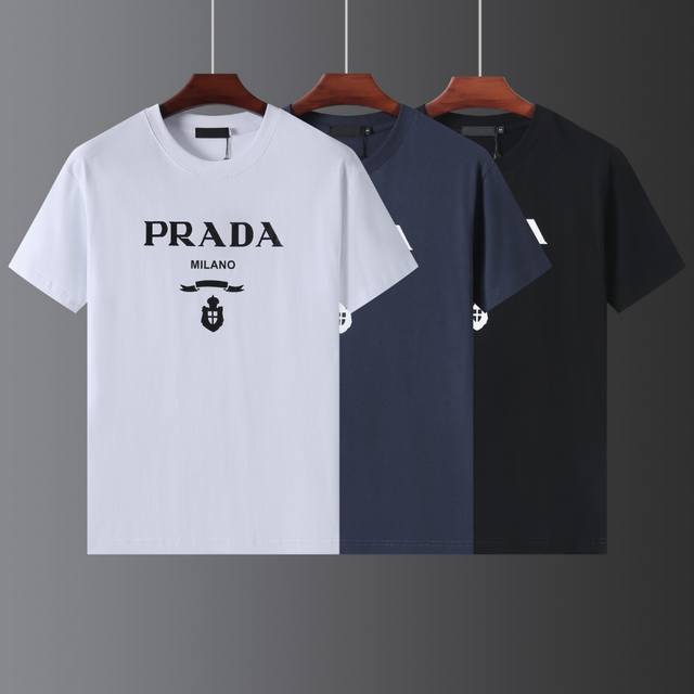 807 普拉达 Prada 2024新款官方同步240G 纯棉双纱 尺码：S-Xl