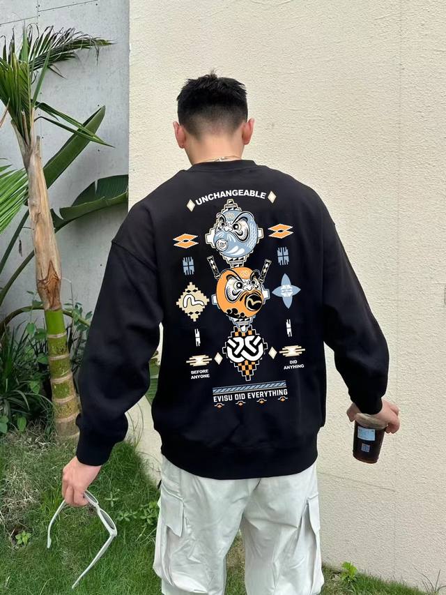 重磅420克 福神 2024秋季新品 男士智慧之轮海鸥达摩印花卫衣 S-XXL