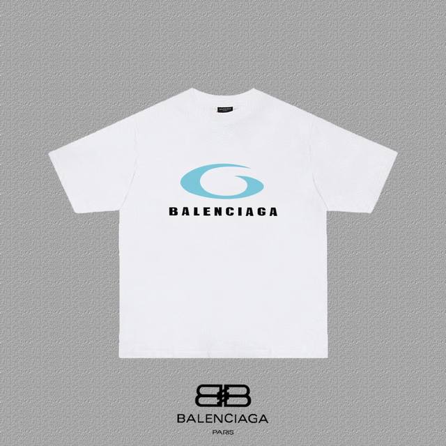 BALENCIAGA 巴黎世家 巴黎篮圈字母印花短袖T恤 定织定染280克精梳棉重磅面料 螺纹零色差 细节完美 区别市面通货版本 欢迎对比 男女同款 上图必卖款