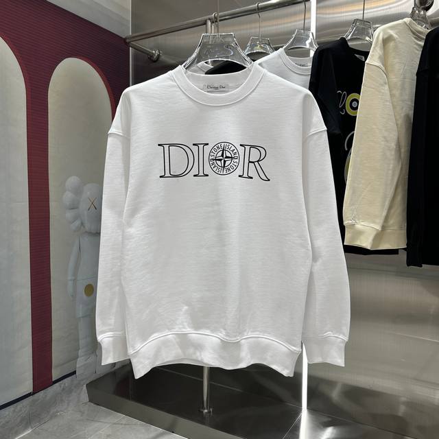 DIOR 2024 秋冬新款 个性印花圆领卫衣 男女同款 S M L XL XXL 五个码 黑色 白色