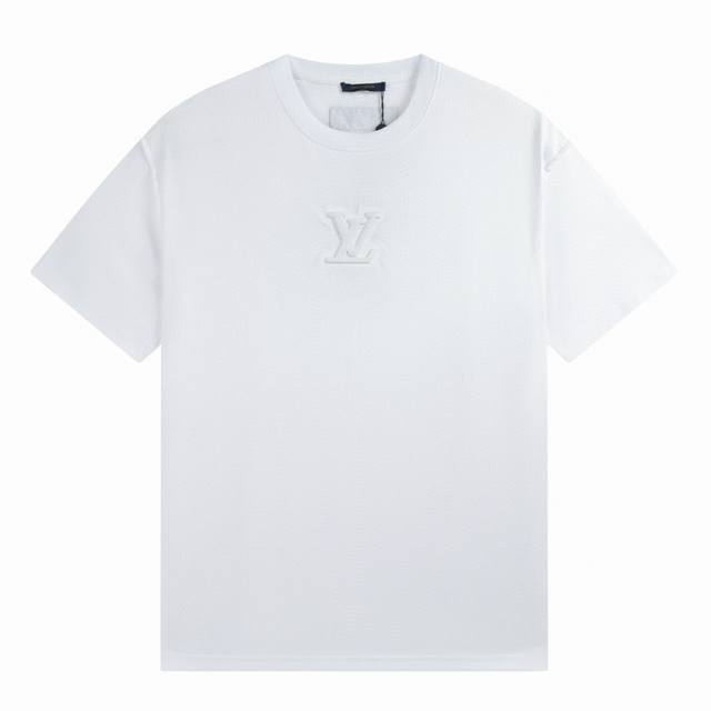 LV 路易威登 夏季新款 定制260g双股双纱纯棉面料 定制logo条 男女同款 短袖t恤 颜色：白 黑 尺码：XS-L，隔天出货