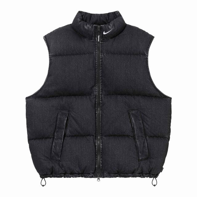 S357 顶级版本 Supreme Denim Puffer Vest Nike 联名牛仔马甲 原版一致牛仔面料纹路 防风 上身质感十足 五金辅料为5号+3号y