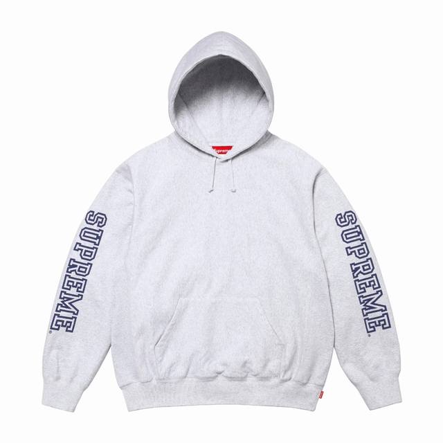 S303 顶级版本 Supreme 24Fw Collegiate Sleeve Hooded字母印花卫衣 1.面料：Zp化验 定织定染 纯棉460G加绒主面料