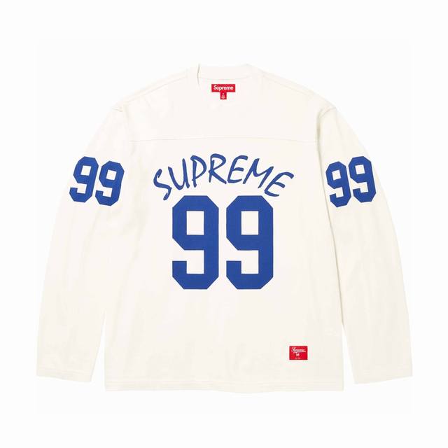 S301 顶级版本 Supreme 24Ss 99 L S Football Top 139 印花长袖 Zp化验 定织定染 纯棉320G 面料 印花采用热固油墨