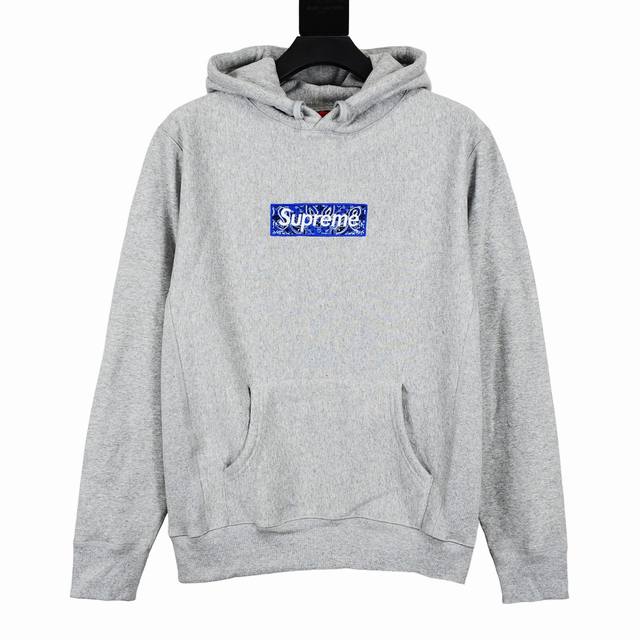 S249 顶级版本 Supreme Fw19 Week 16 Bandana Box Logo Hooded Sweatshirt 腰果花刺绣连帽抓绒卫衣 对于