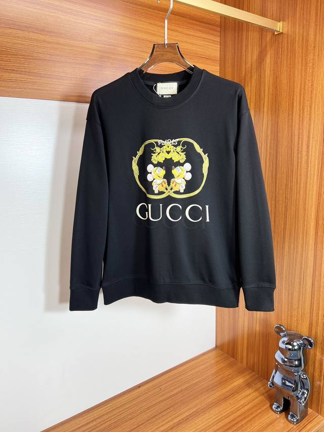 Gucci 古奇 2025秋冬新品 三标齐全 胸前立体印花植绒工艺 380G情侣款圆领纯棉卫衣 好货不用过多介绍 看细节 专柜码数 M-Xxxl 175 140