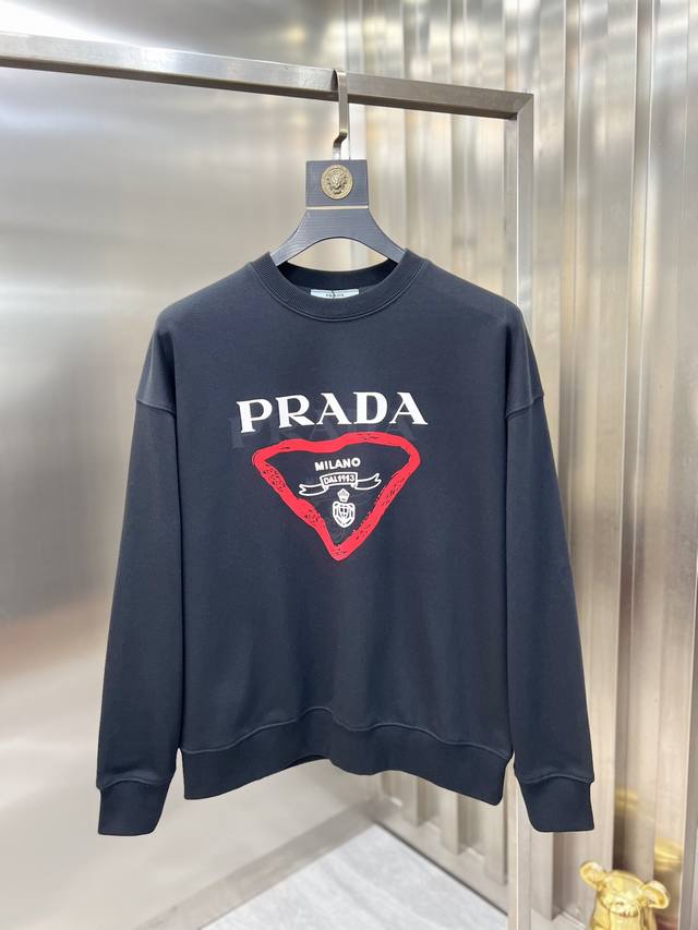 Prada 普拉达 2025秋冬新品 三标齐全 圆领纯棉卫衣 好货不用过多介绍 看细节 专柜码数 S-Xxl 175 140建议m