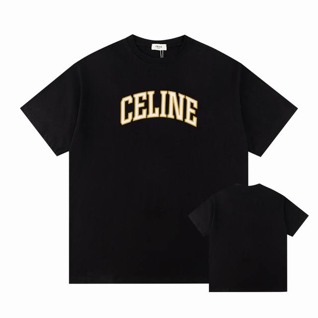 Celine 赛琳ce 裂纹印花短袖t 采用60支丝光双股1*1索罗纳罗纹270G面料，胸前采用裂纹胶浆印花而成，面料经过浇洗，手感质感更佳，不易变形，不易缩水