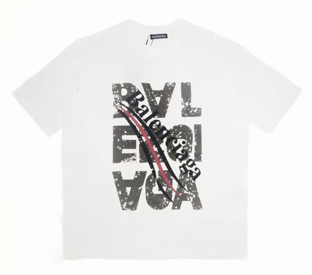 Balenciaga 巴黎世家 25Ss 斑驳做旧字母logo短袖 标准数码直喷印花技术，纯棉柔软面料，对色定染面料，超精细平网印花工艺，潮流感十足，定染纯棉面