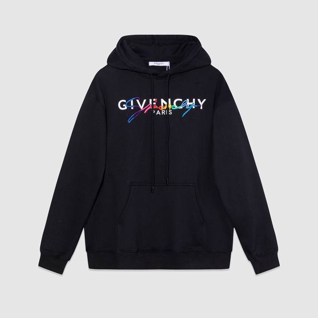 701#Givenchy 男女同款-宽松欧版 460克高品质精密双股连帽大卫衣限量版新款专柜专属高级订制引入进口机器多彩万针刺绣工艺-颜色黑 白-码数xs-L-