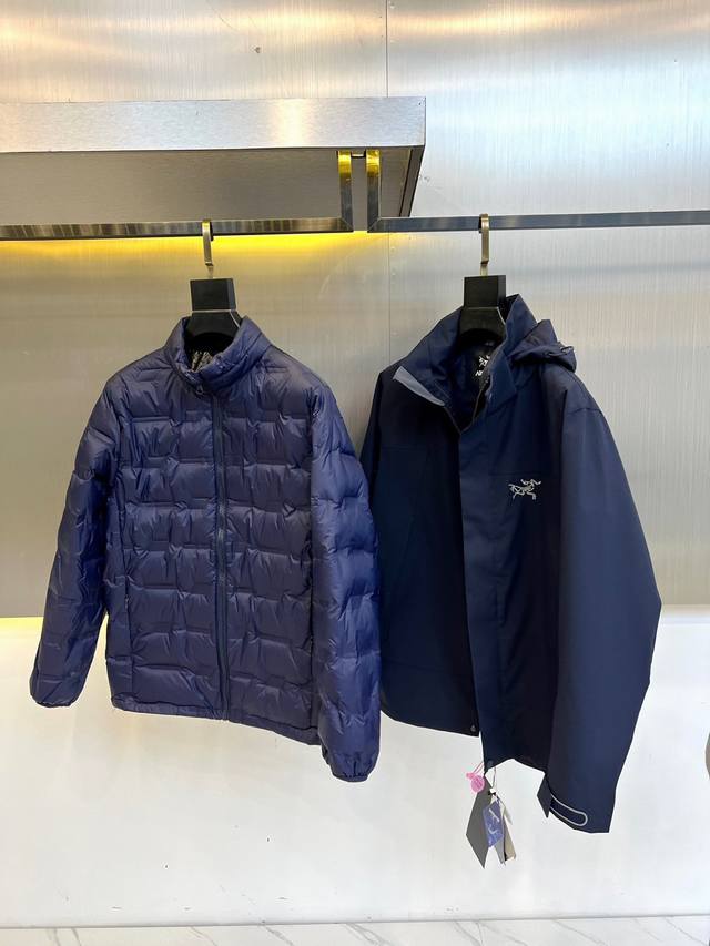 Arcteryx 始祖鸟 三合一白鹅绒羽绒服 -始祖鸟百灵达万针刺绣- 区别市场易脱落印花廉价版本，2024秋冬新款羽绒服，始祖鸟新款连帽设计羽绒服外套，爆款三