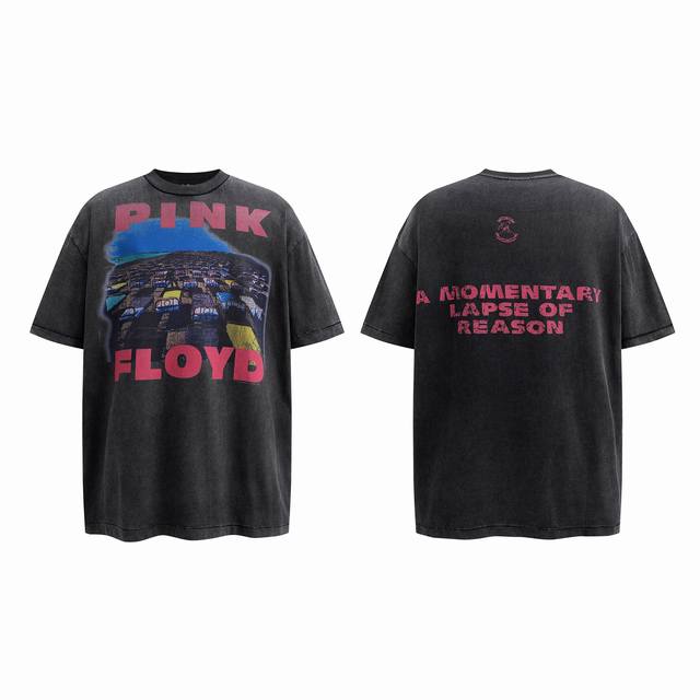 S # Psycho21 Pink Floyd摇滚复古做旧vintage印花短袖t恤 Color 颜色 : Vintage Black 水洗黑 Size 尺码