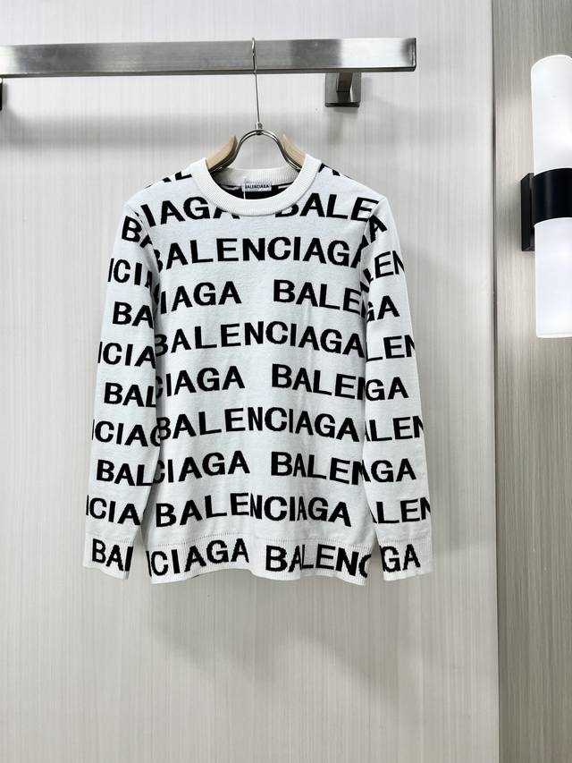 Balenciaga 巴黎世家 24Ss秋冬新款 羊毛混纺圆领套头毛衣 长袖 毛衣 羊毛衫 打底衫，高端版本！专柜定制面料 透气舒适度高，细节无可挑剔，品牌元素