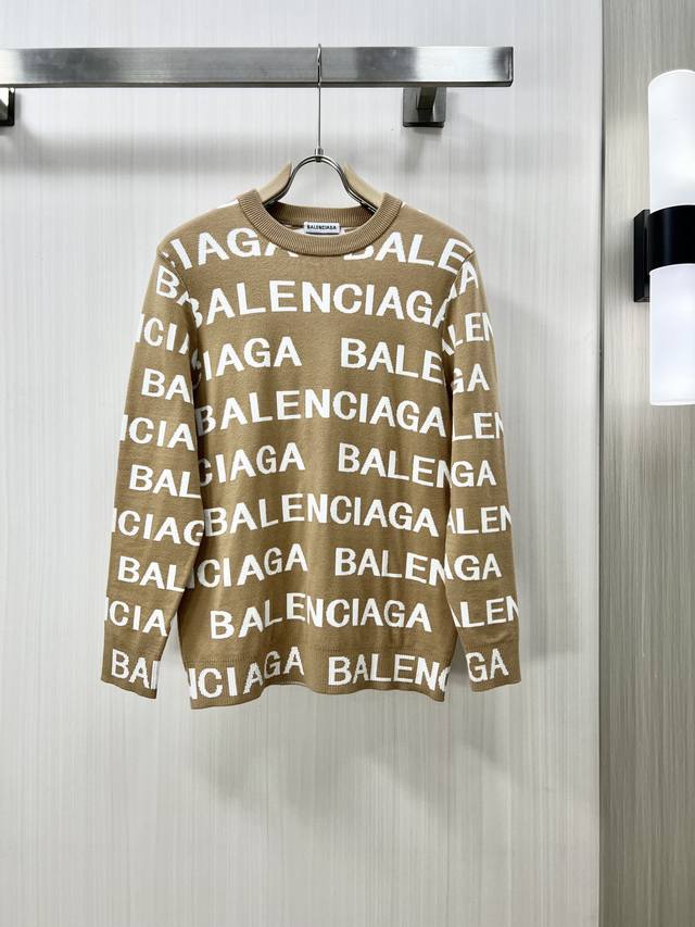 Balenciaga 巴黎世家 24Ss秋冬新款 羊毛混纺圆领套头毛衣 长袖 毛衣 羊毛衫 打底衫，高端版本！专柜定制面料 透气舒适度高，细节无可挑剔，品牌元素