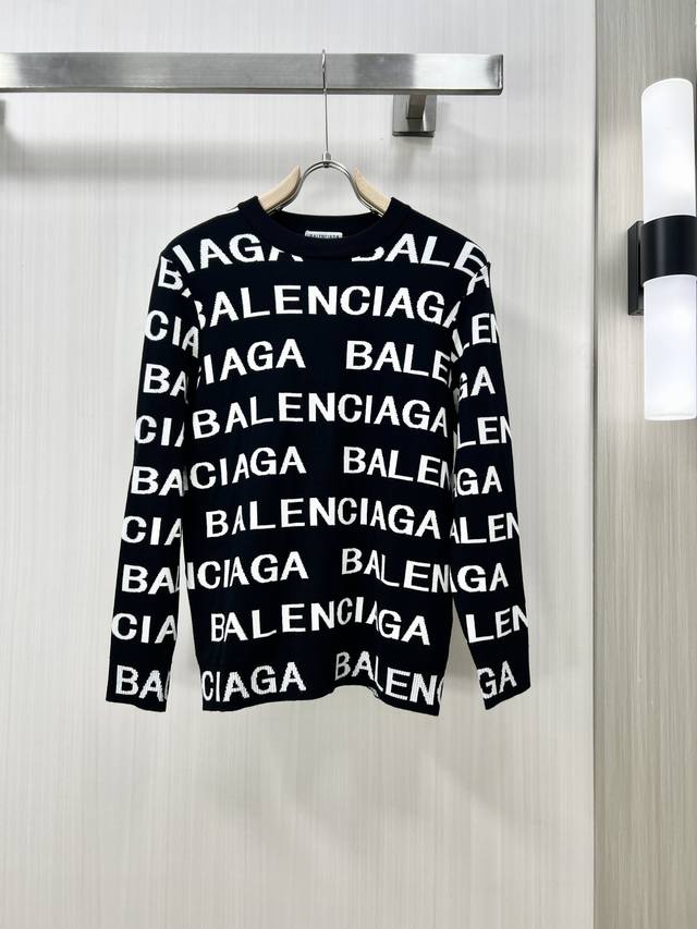 Balenciaga 巴黎世家 24Ss秋冬新款 羊毛混纺圆领套头毛衣 长袖 毛衣 羊毛衫 打底衫，高端版本！专柜定制面料 透气舒适度高，细节无可挑剔，品牌元素