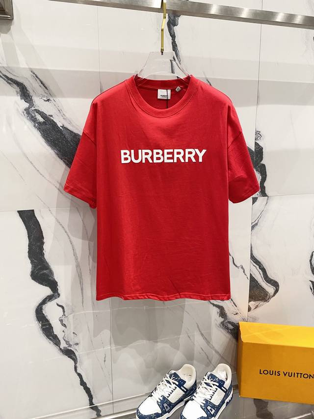 Burberry 巴宝莉 260克圆领短袖t恤 永恒经典排列硅胶字母logo标识 官方同步 高版本 高品质 时尚个性 百搭潮流 纯原品质 原版面料 吊牌 领标