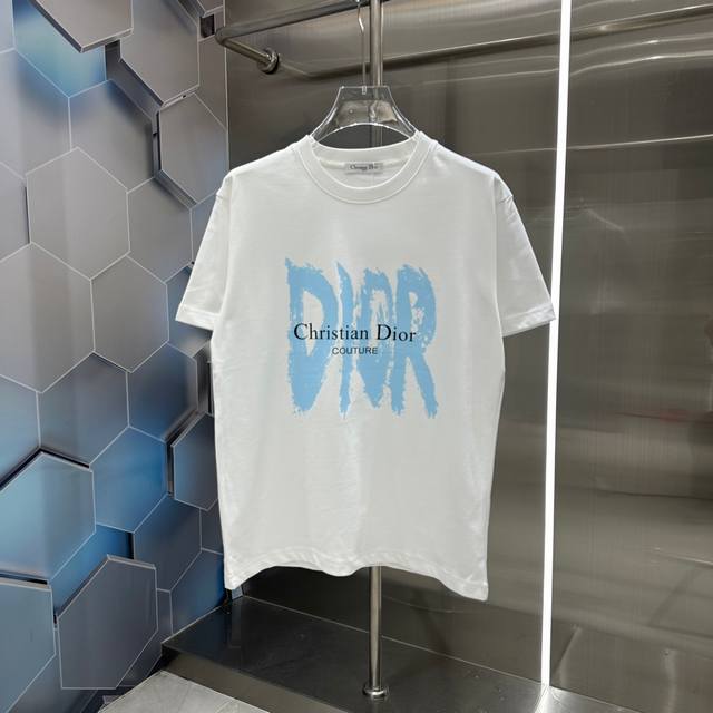 Dior2024秋冬新款320克短袖t恤 个性印花 男女同款宽松版 S M L Xl Xxl 五个码 黑色 白色 咖色