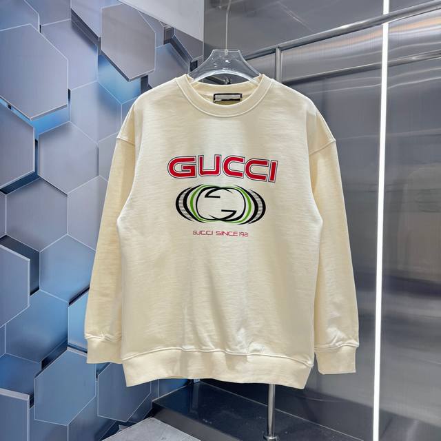 Gucci 2024 秋冬新款 个性印花圆领卫衣 男女同款 S M L Xl Xxl 五个码 黑色 杏色