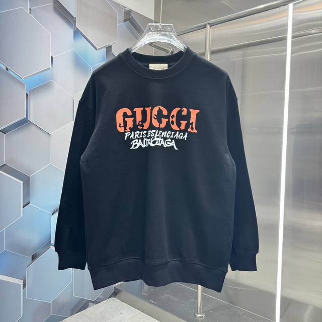 Gucci 2024 秋冬新款 个性印花圆领卫衣 男女同款 S M L Xl Xxl 五个码 黑色 杏色