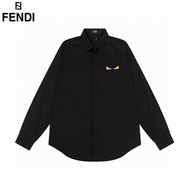 Fendi 芬迪 爆款来袭 胸前恶魔小眼睛后背中空双f绣花长袖衬衫 2024Ss官网新款长袖 衬衫 衬衣，精美工艺绣花logo 高端版本，专柜定制面料 透气舒适