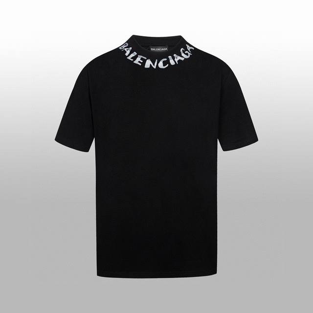 高版本 Balenciag* 春夏新款短袖t-Shirt 3D手绘喷墨情侣款火爆单品 B家logo半成品手绘 每一件都是手工喷花 工艺繁杂 新颖的设计让人眼前一