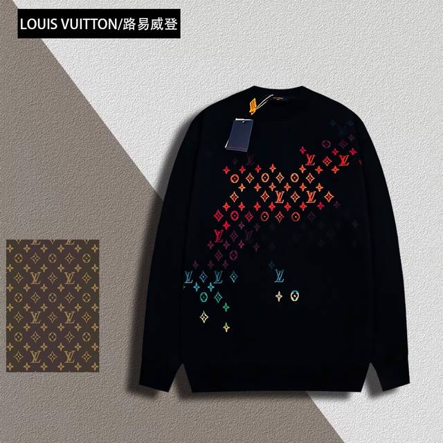 Louis Vuitton 路易威登 Lv渐变刺绣圆领卫衣 毛圈400克 颜色 黑色 尺码 Xs-L