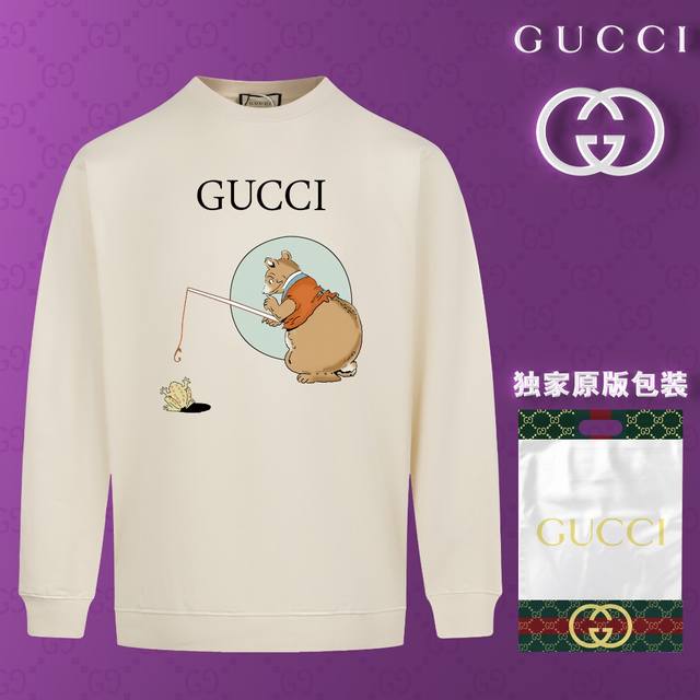 顶级版本 官网品质 配送独家图片原版包装 古驰 Gucci 现货秒发 2024秋冬新款毛圈卫衣 搭配重工高端数码3D个性logo印花工艺，设计独特，做工细致完美