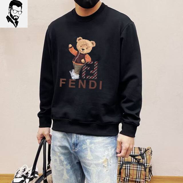 直 品牌 Fendi 芬迪 胖子福音 2024Ss秋款最新款长袖圆领卫衣，官网同步发售 清爽透气 采用顶极天丝罗马 舒适柔软 3D立体清晰 时尚感超好 送礼自留