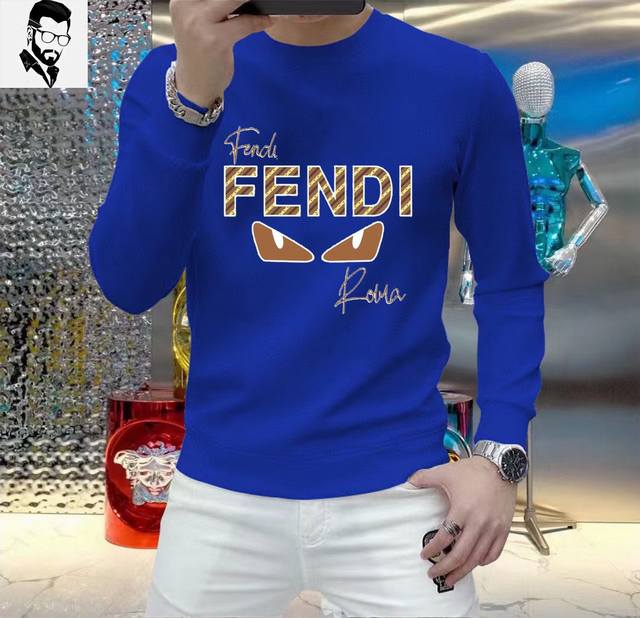 直 品牌 Fendi 芬迪 胖子福音 2024Ss秋款最新款长袖圆领卫衣，官网同步发售 清爽透气 采用顶极天丝罗马 舒适柔软 3D立体清晰 时尚感超好 送礼自留