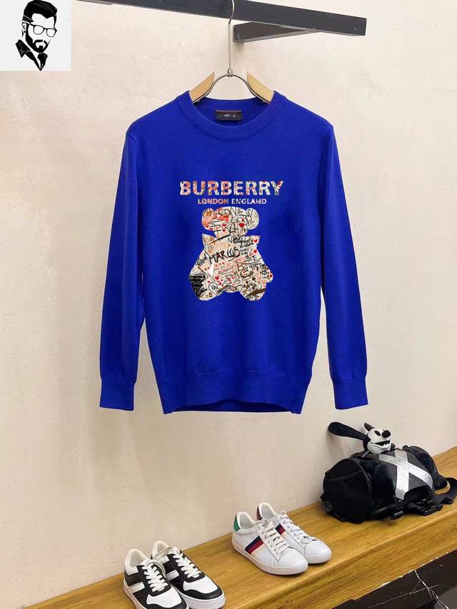 直 Burberry巴宝莉 秋冬经典圆领套头羊毛衫，全品相！！！羊毛混纺面料，2024最新款 黄金比例！！修身款软黄金 百搭实用型的单品，搭配及实用性强大到天际