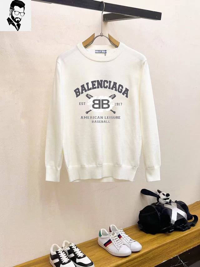 直 Balenciaga巴黎世家 秋冬经典圆领套头羊毛衫，全品相！！！羊毛混纺面料，2024最新款 黄金比例！！修身款软黄金 百搭实用型的单品，搭配及实用性强大