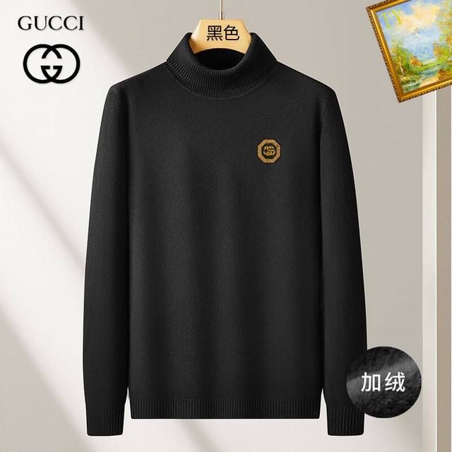 毛衣 Gucci 专柜款加绒毛衣，进口羊毛面料，3D数码刺绣logo设计，加厚高密度，内里加貂毛，保暖性更强，百搭毛衣，版型极好，冲着版型面料也要收的类型！码数