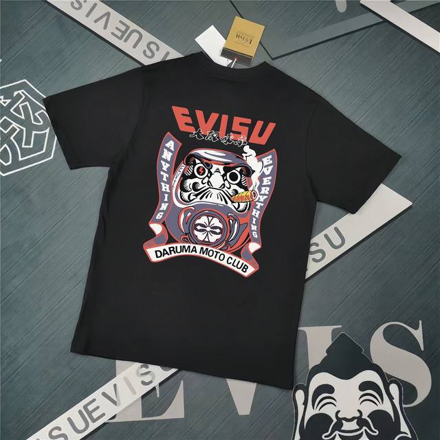 Evisu 福神2025新款印花T恤 高版本高品质采用纯棉双纱300克面料 男女同款 这件T恤剪裁宽松版形。 颜色，黑色S-XXL，白色S-XXL，灰色M-XX