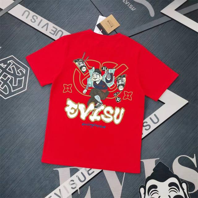 Evisu 福神2025新款印花T恤 高版本高品质采用纯棉双纱300克面料 男女同款 这件T恤剪裁宽松版形。 颜色，黑色S-XXL，白色S-XXL，灰色M-XX