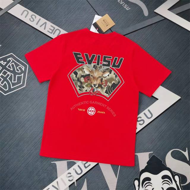 Evisu 福神2025新款印花T恤 高版本高品质采用纯棉双纱300克面料 男女同款 这件T恤剪裁宽松版形。 颜色，黑色S-XXL，白色S-XXL，灰色M-XX