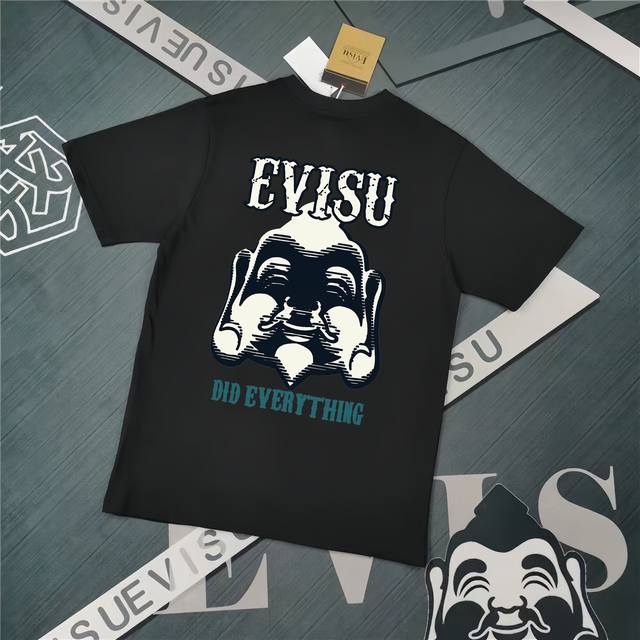 Evisu 福神2025新款印花T恤 高版本高品质采用纯棉双纱300克面料 男女同款 这件T恤剪裁宽松版形 颜色，黑色S-XXL，白色S-XXL，灰色M-XXL