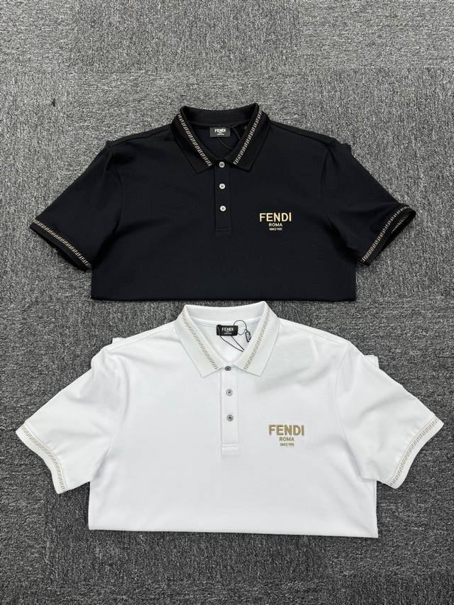 FD 25 ss春夏新款丝光珠地翻领Polo 胸前刺绣标识 上身舒适轻柔 标准版型 黑白两色 码数：M L XL XXL XXXL