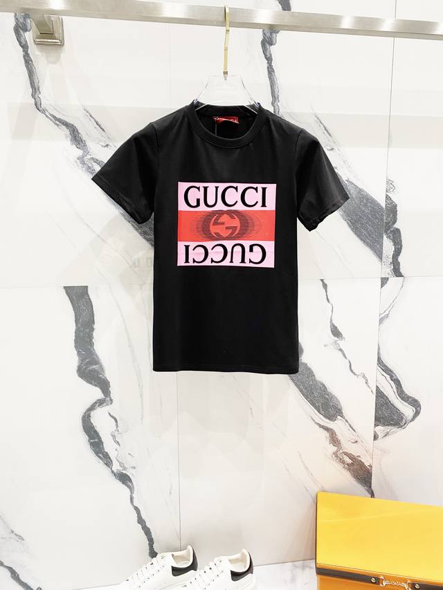 女款] GUCCI 古驰 2025新款 50支双冰爽棉1 g面料 条纹GG字母LOGO印花设计 官方同步 高版本 时尚个性 百搭潮流 纯原品质 原版面料 吊牌