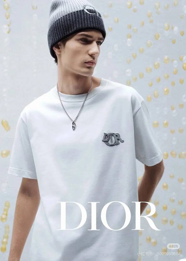 Dior迪奥2025新款蛇年限定胸前刺绣字母短袖T恤男女同款 这款 Dior Charm T 恤以图案设计重新演绎经典的 Dior 标志。采用棉质平纹针织面料精