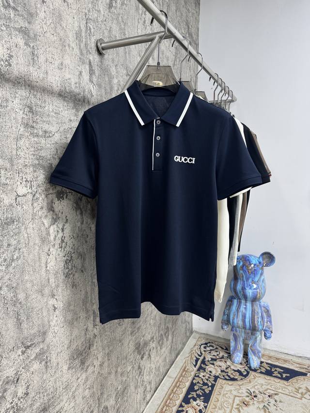 上新 25ss G家 早春新款起脚中珠面料 Polo 原版定制 进口纱线色染 经典百搭 码数48-56