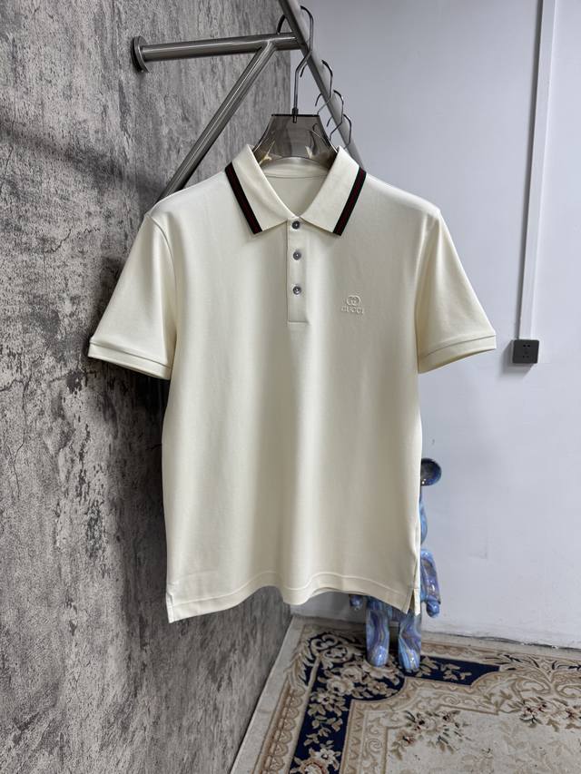 上新 25ss G家 早春新款起脚中珠面料 Polo 原版定制 进口纱线色染 经典百搭 码数48-56