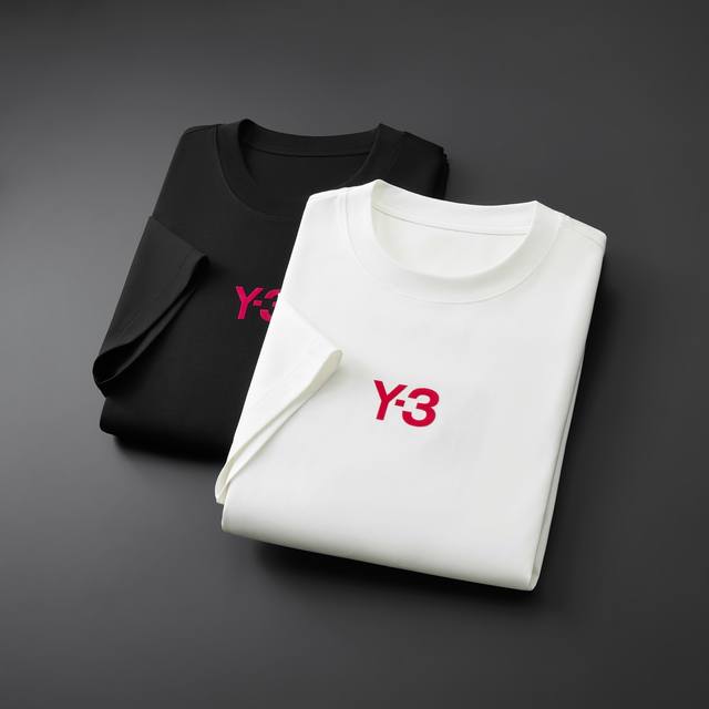 2025ss.Y-3春夏新品 220克 绒面发泡印花LOGO工艺 手绘设计 最新官网字体印花 百塔款 短袖T颜色: 浅灰 藏青尺码：M L XL 2XL