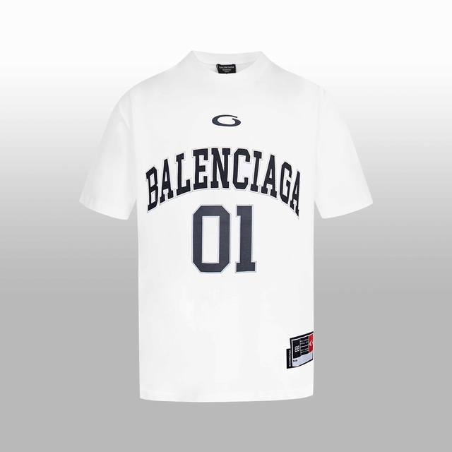 高版本 BALENCIAG* 刺绣logo情侣款短T 百看不腻的高级简约风格 进口机贴布棉绣 数字01+品牌LOGO 高级气质穿搭 无性别穿搭 情侣闺蜜可同款演