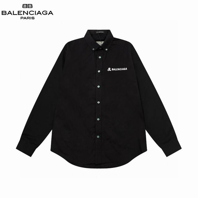 Balenciaga 巴黎 爆款来袭 走秀款支付宝联名限定logo印花 效果紫外线吸收可夜光荧光~ 2025ss官网新款长袖 衬衫 衬衣，精美Logo印花 高端