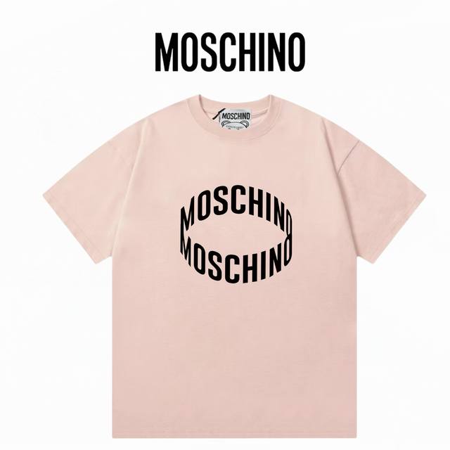 MOSCHINO莫斯奇诺 环形字母短袖 洗水300克双纱短袖 ：粉色 ：XS-L