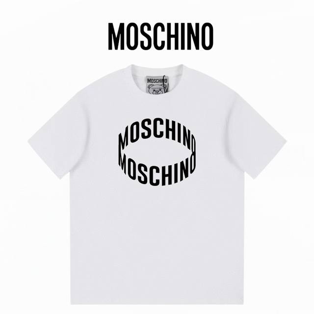 MOSCHINO莫斯奇诺 环形字母短袖 洗水300克双纱短袖 ：白色 ：XS-L